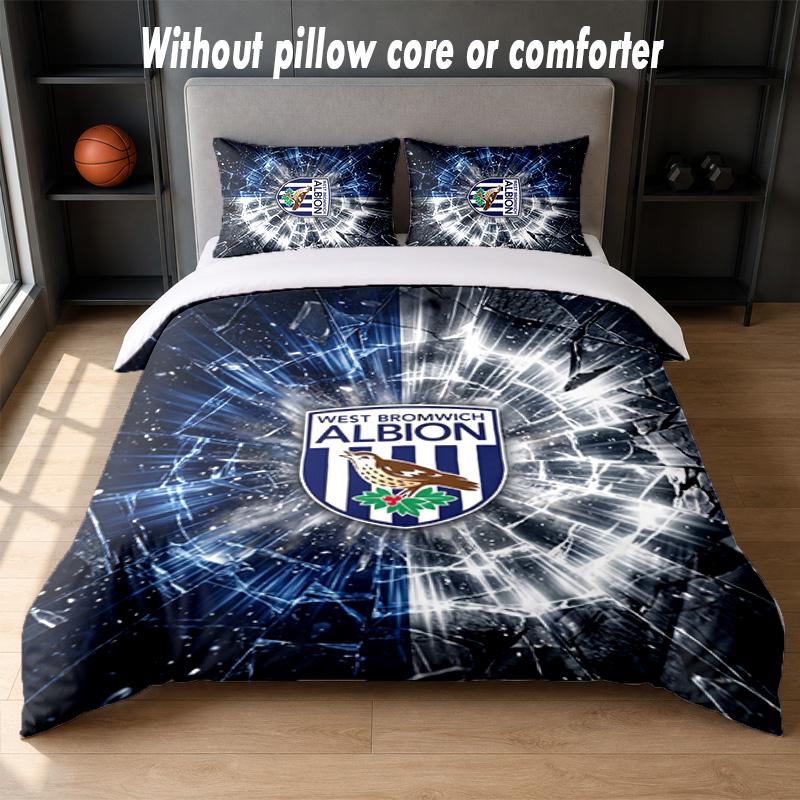West Bromwich Albion Football Design Set Biancheria da Letto 1 Copripiumino + 2 Federe Morbido Traspirante Biancheria da Letto per la Casa