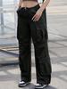 Rose Beauty A Flap Pockets Drawstring Ruched Cargo Parachute Pants