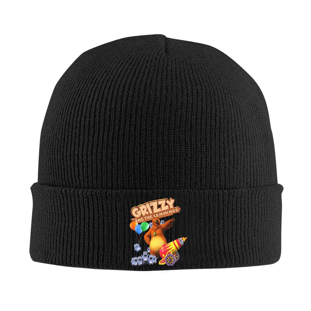 Grizzly and Lemmings Hat Autumn Winter Beanies Warm Animation Cap Unisex Women Acrylic Knitted Hat