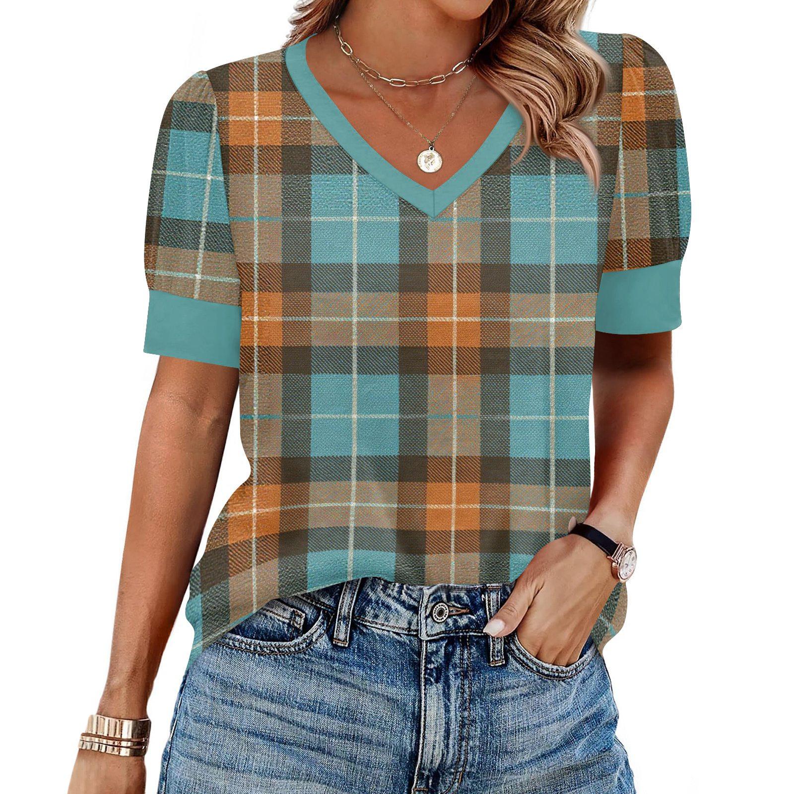 

Women s Fashion Casual V- Neck Short Sleeve Print Shirt Women s Up Tops L