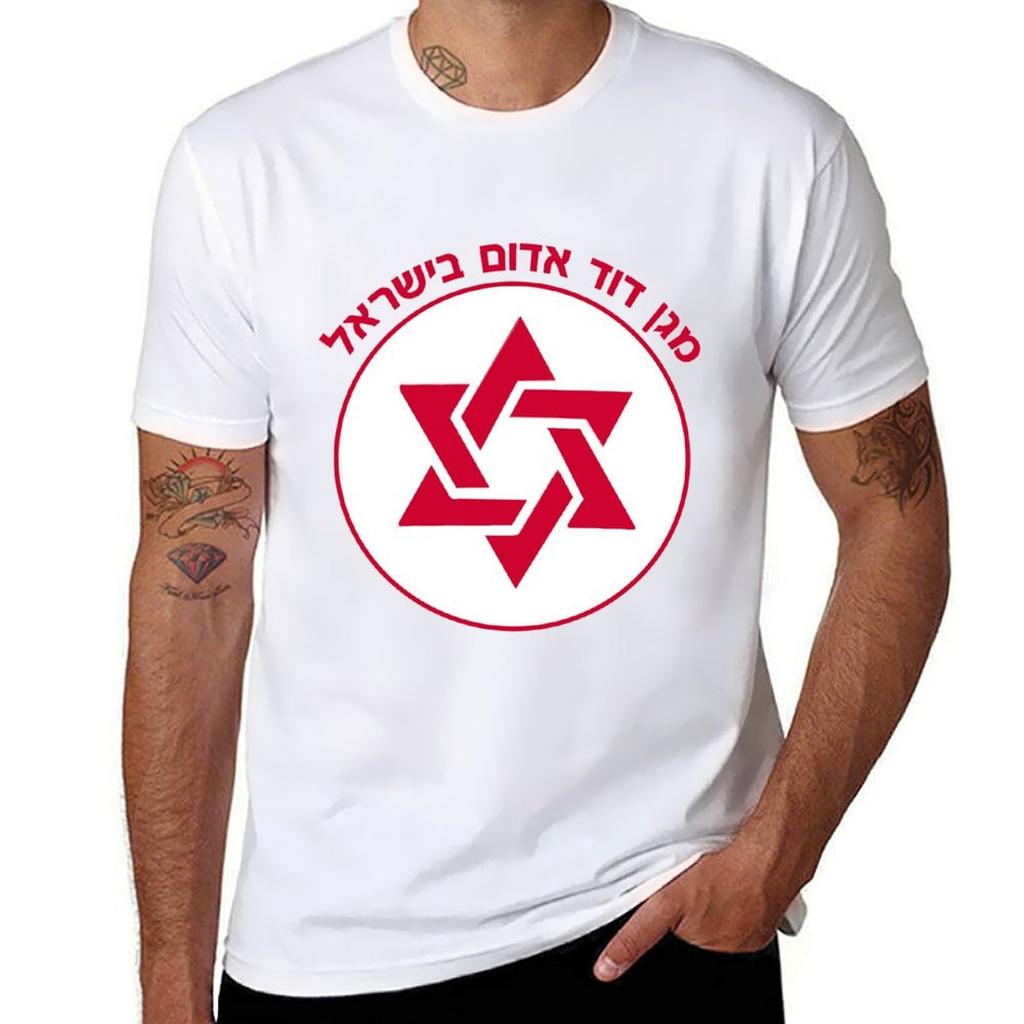 חולצת טריקו לוגו מגן דוד אדום של מגן דוד חולצת ספורט סופגת זיעה