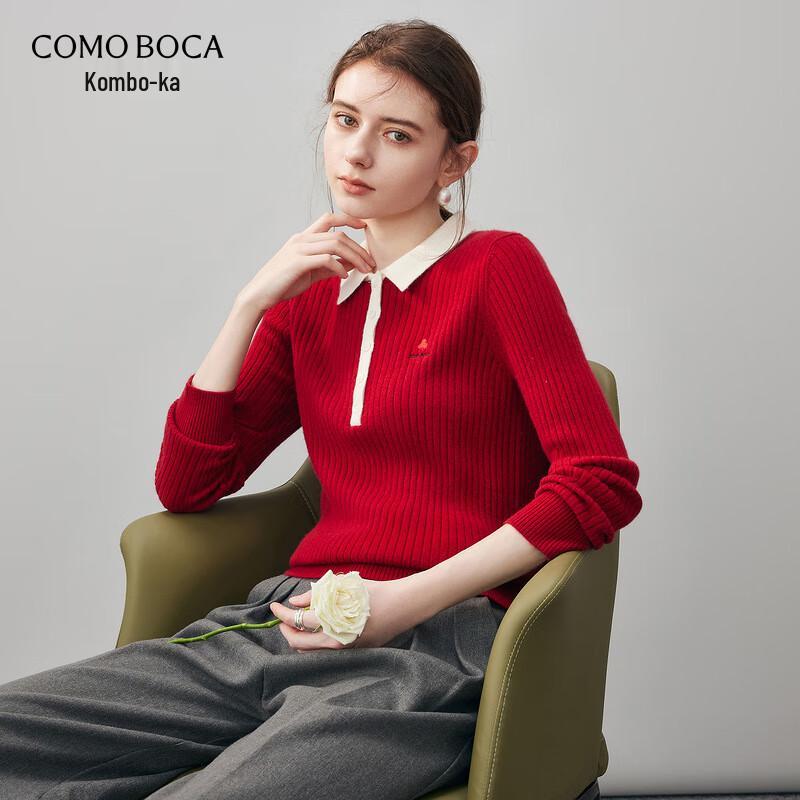 

Women s Color-Block Lapel Cashmere Knit Sweater