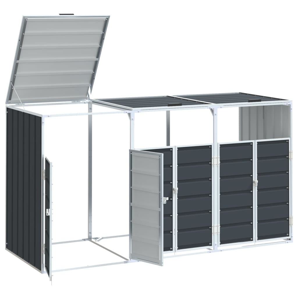 Vidaxl Triple Trash Can Enclosure, Anthracite, 216X81X115 Cm
