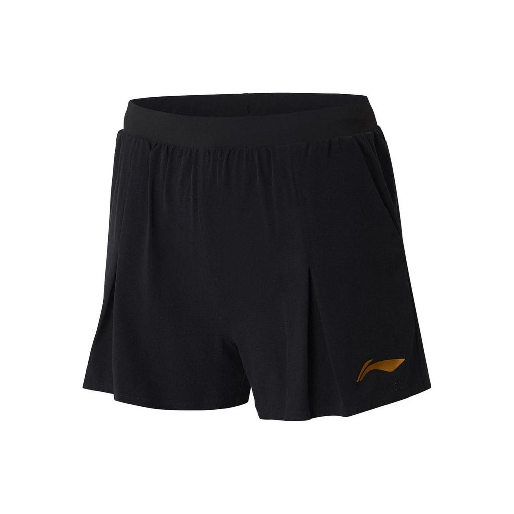 Li Ning Ping Pong Series Solid Color Logo Elastic Waist Sports Shorts Women Shorts Black AAPS248-1