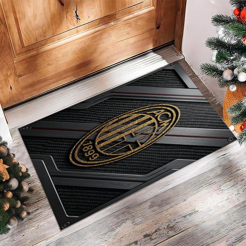 Tappeto in Flanella Stampato AC Milan Antiscivolo Morbido Poliestere Tappeto per Pavimento Tappetino Decorativo da Interno per Camera da Letto Soggiorno Divano Sala Giochi Decorazione Casa