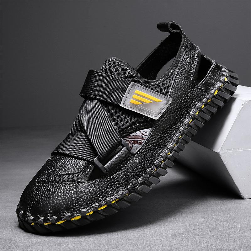 

Чоловіче взуття високого класу, літні дихаючі сітчасті чоловічі сандалі, спортивна сумка, пляжне взуття 46 чорний