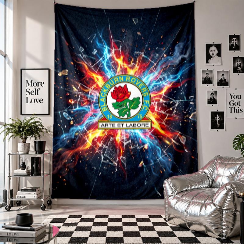 Arazzo da Parete Calcio Blackburn Rovers Decorazione per la Casa Tessuto da Appendere a Parete per Camera da Letto Soggiorno Sfondo