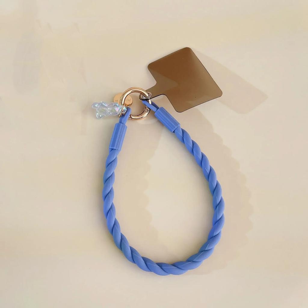 Macaron Color Silicone Lanyard Mobile Phone Rope Lanyard Luminous Bear Split Mobile Phone Chain Wrist Rope Anti-lost