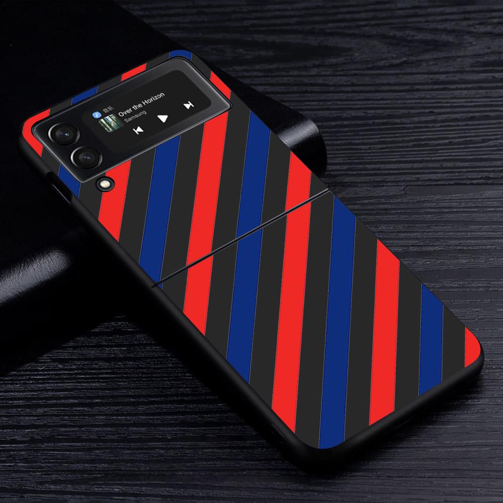 Husă Telefon Mobil pentru Samsung Galaxy Z Flip3 Flip4 5G Negru Coque Z Flip 3 Husă PC Dură de Lux Zflip3 Funda Dungi Marcă Sport