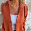 Fall Winter Women Coat Hooded Button-down Solid Color Thick Pockets Loose Cardigan Mid Length Outdoor Travel Shopping Dating Overcoat