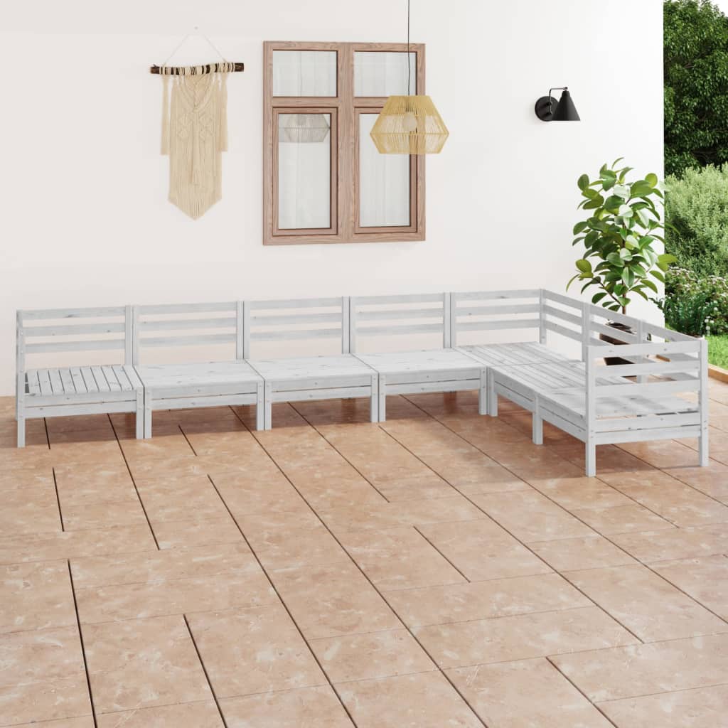 vidaXL 7-tlg. Garten-Lounge-Set Massivholz Kiefer Weiß