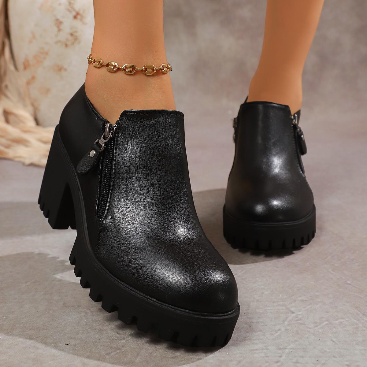 

Мода 2025 Женские туфли на высоком каблуке Осень Зима Новая мода Удобные туфли-лодочки на платформе Дизайнерская обувь Женская Zapatos De Mujer 36