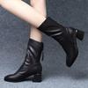 Fashion Autumn Winter Black Warm Ladies Mid Calf Shoes 2025 Novelty Designer Luxury Comfortable and Elegant Women's Half High Boots Sale