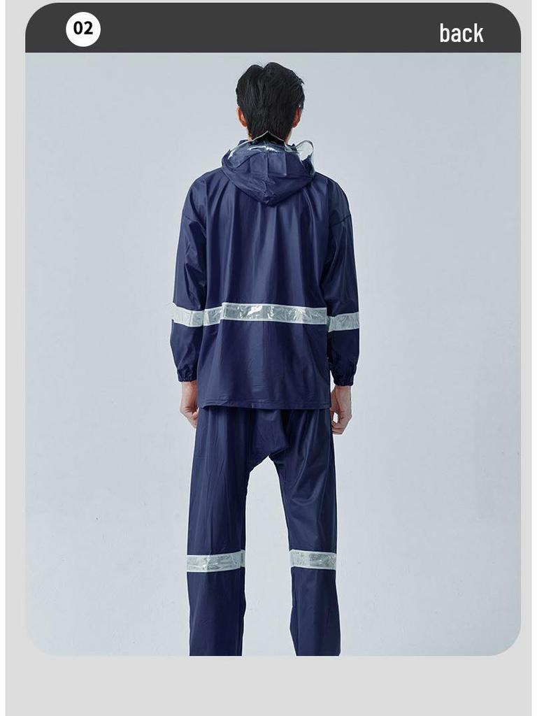 Qianan Reflective Raincoat & Pants Set for Adult Motorcycle and Bicycle Riders
