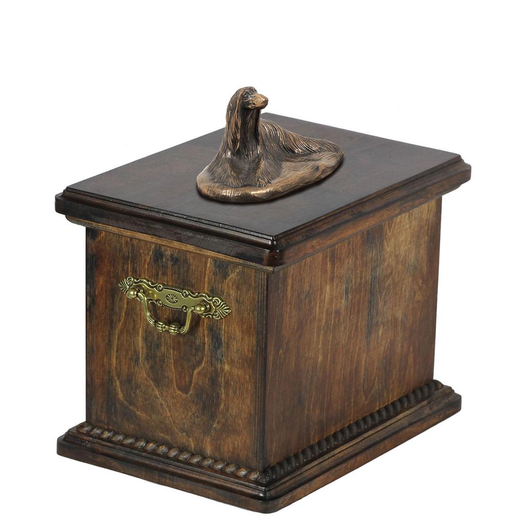 Afghan Hound, Tazi - urn for the ashes of a dog, urn with a statuette, elegant urn in the classic style of the Art-Dog brand