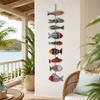 Multicolor Distressed Fish Wall Sculpture Decors, Painted Wooden Beach Coastal Hanging Sign for Bathroom Bedroom Living Room Entryway