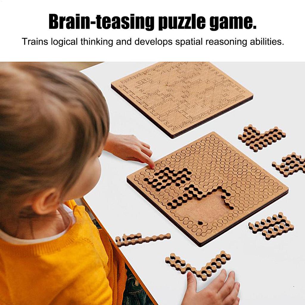 Challenging Wooden Geometry Jigsaw Puzzle for Adults and Teens, Brain Teaser Logic Game Art Toy Gifts for Men, Women, Family