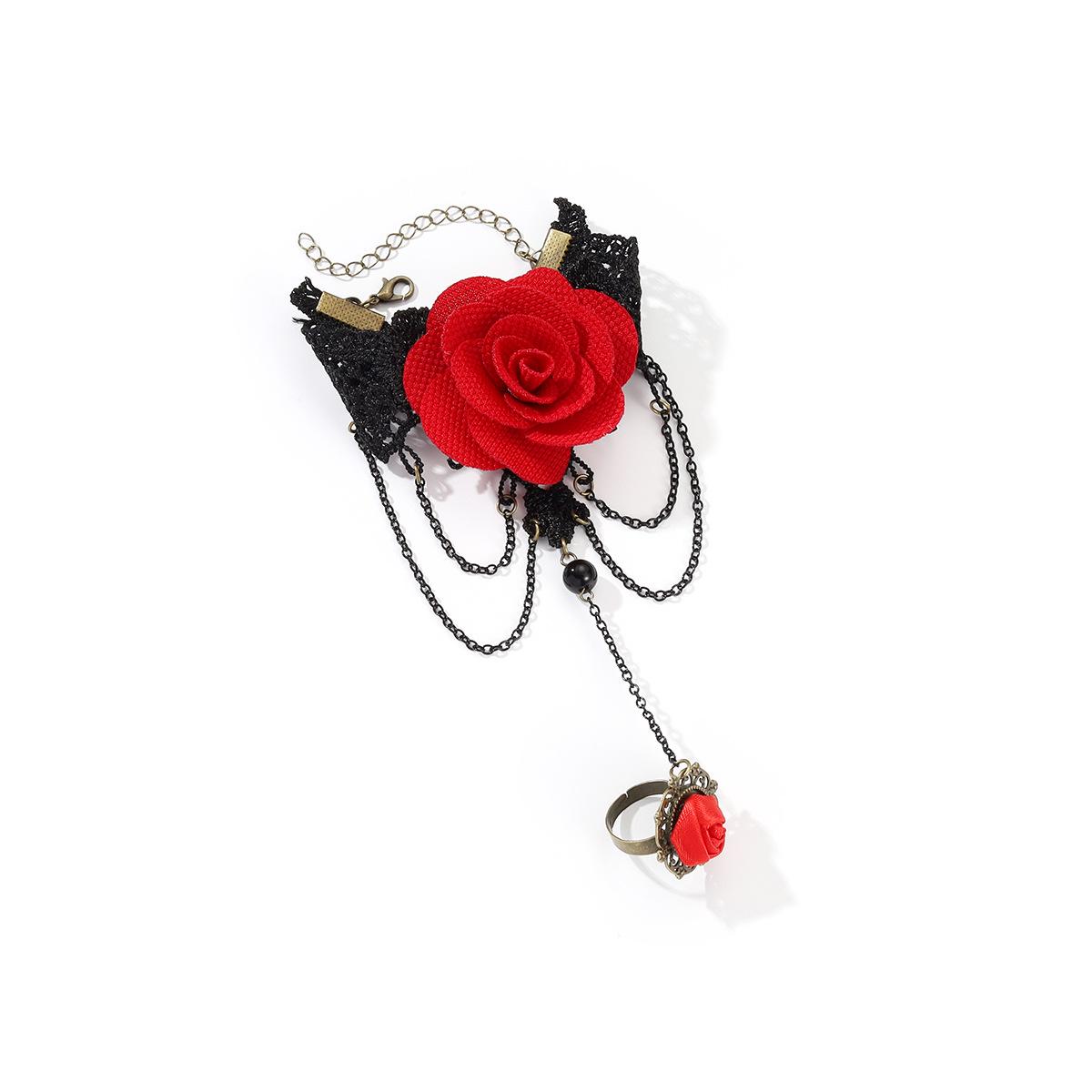 

«Винтажный готический браслет на палец с кружевом в стиле Лолита-Роза»