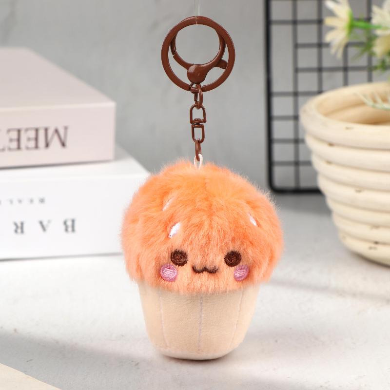 Soft Kawaii Mushroom Plush Keychain Cute Cupcake Teacup Design Mini Keyring Bag Pendant for Girls Daily Use