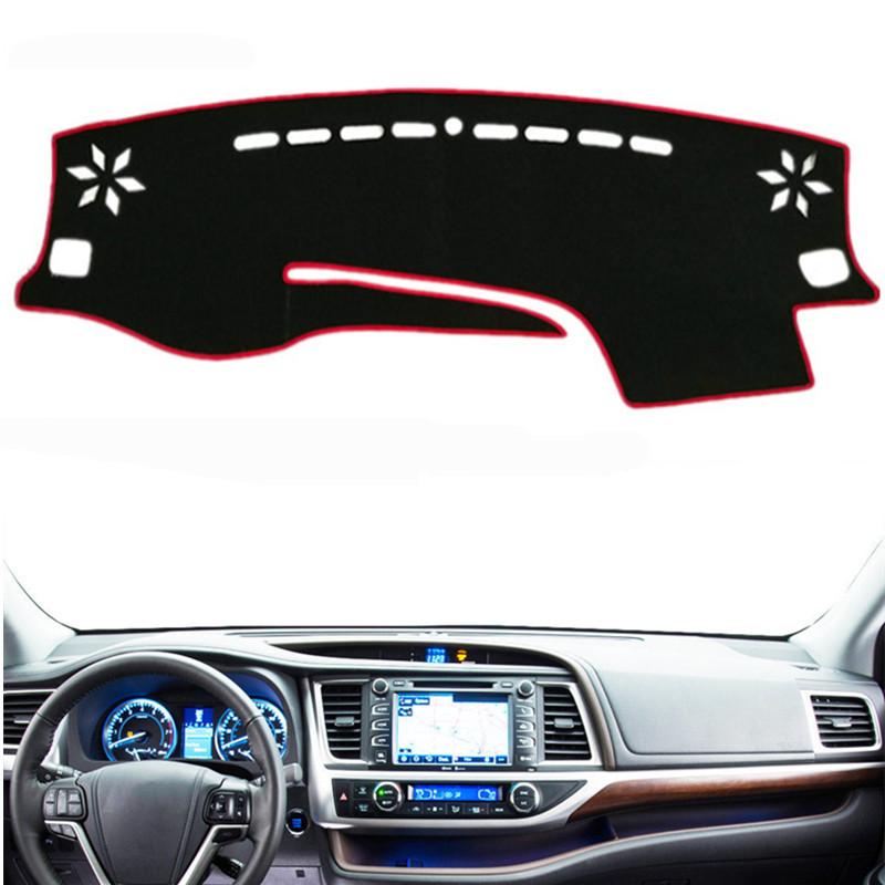 

Dashboard Cover Dash Board Mat Carpet For Toyota Highlander XU50 Kluger 2014-2018 Car Sun Shade Cushion Anti-UV Accessories Black(Black Edge)