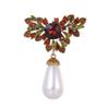 Elegant Vintage Pearl And Green Ruby Brooch Adornment With Alloy Setting For Formal Events And Fashionable Outfits