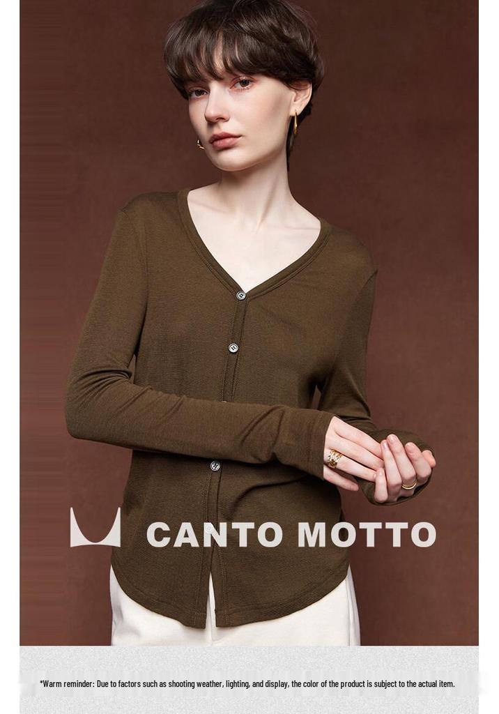 Women's V-Neck Wool Blend Knit Cardigan