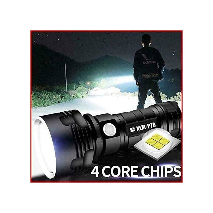Lampe de poche - AIMOONSA - XLM-P70 - 30 000-100 000 lm - Rechargeable 26650 6800mAh - IPX6 étanche