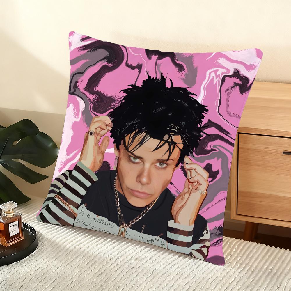 Star Y-Yungblud Cushion Cover Soft Short Plush Pillow Cover Smooth Cozy Texture Aesthetic Cushion Case Home Decor