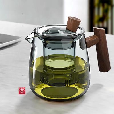 GIANXI Glass Teapot Tea Separation Glass Filter Inner Bladder Teapot With Filter Solid Wood Handle Anti-Slip/Hot Glass Tea Pot