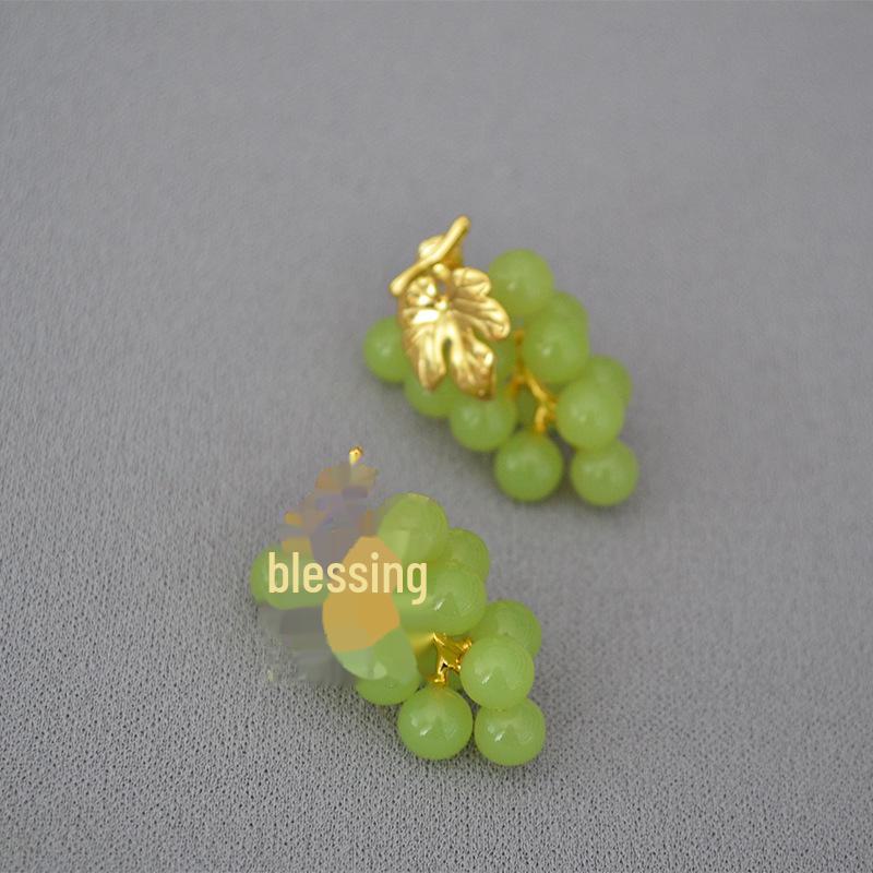 Серьги из серебра 925 пробы с золотыми листьями и виноградом в стиле ретро для женщин зелёный