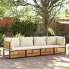 4 Piece Garden Sofa Set with Cushions Solid Acacia Wood
