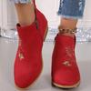 2024 Autumn New Fashion Square Heel Embroidery Women's Boots Casual Versatile Naked Boots Concise Pointed Toe Women's Shoes