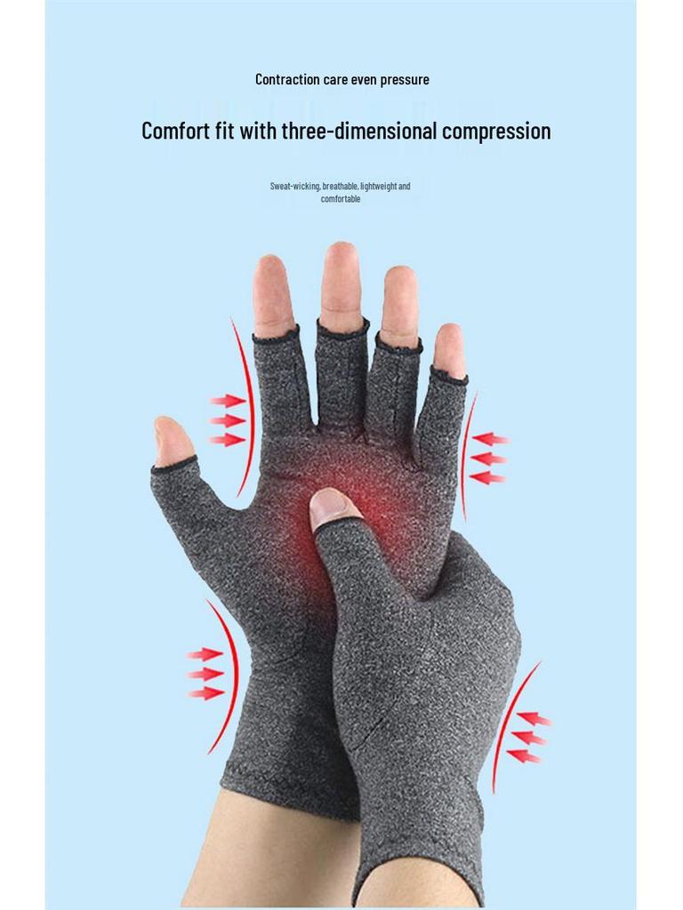 Gray Outdoor Compression Fingerless Gloves for Exercise & Rehabilitation