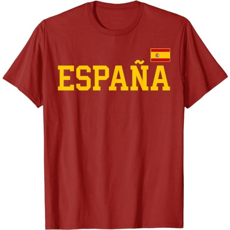 Spain Soccer Ball Spain Flag Jersey - Spanish Football Fan T-Shirt Spanish Flag Red España Graphic Tee Top Espana Support Outfit