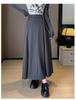 Jupe longue évasée taille haute abricot pour femme - Coupe petite, drapé amincissant pour le printemps à l'hiver 2026