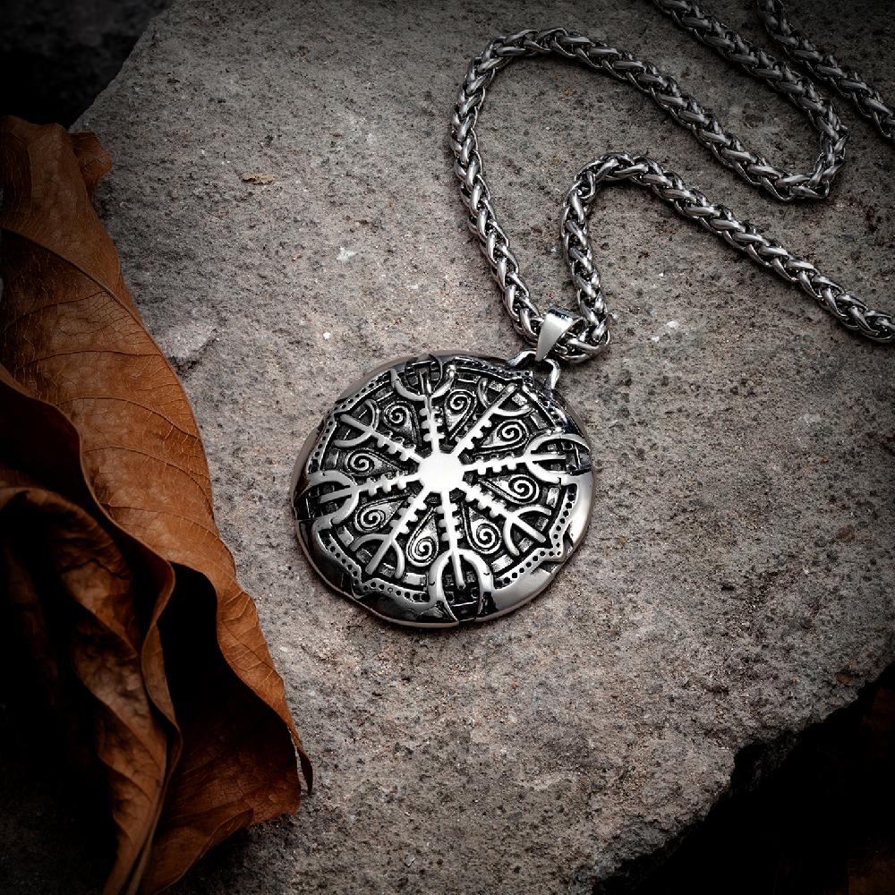 Never Fade Vikings Compass Necklaces Gold Color Stainless Steel Norse Rune Trident Pendant Vegvisir Amulet Vintage Jewelry Gifts