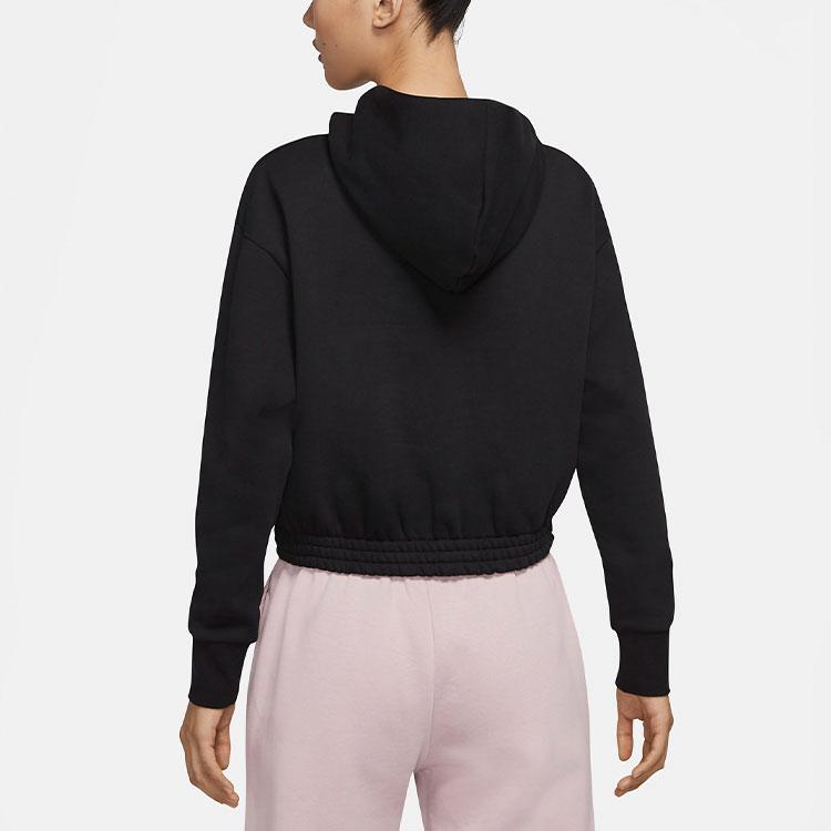 Nike Floral Print Fleece Pullover Hoodie Women Tops Black DH1375-010