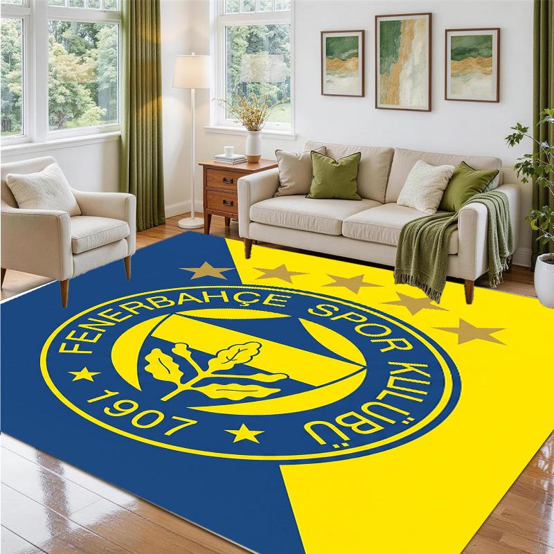 Fenerbahçe FC Design Crystal Velvet Rug Soft Decorative Mat for Bedroom Entrance