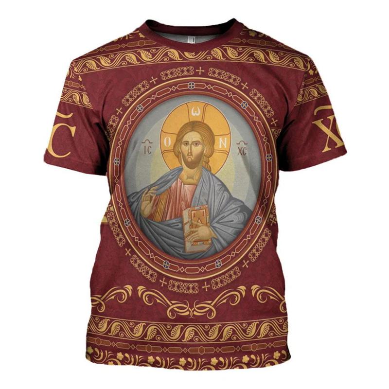 T-shirt Cristiana Gesù Uomo Donna Stampa 3D Grafica Ortodossa Manica Corta Nuova Retro Abbigliamento Unisex Dropshipping