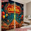 2D Flat Printing 2pcs Curtain Drapes Carnival Celebration Night Digital Printed Polyester Drapes Seasonal Party & Holiday Decor