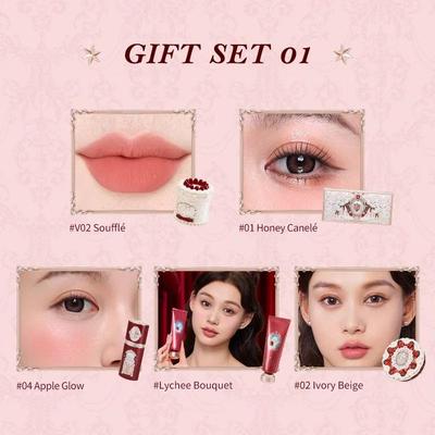 Conjunto de Maquiagem Profissional Strawberry Cupid Para Mulheres Kit Completo Caixa de Presente Paleta de Sombras Creme Labial Blush Pó Compacto Conjuntos