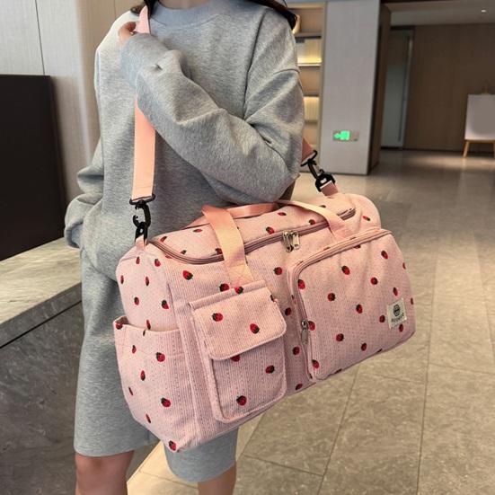 Strawberry Travel Carryall Large Capacity Wet And Dry Separation Duffel Bag Crossbody Gym Bag with Shoes Compartment for Fitness Weekender