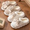 Cotton Slippers Ladies 2025 Winter New Velvet Warm Cotton Drag Girl Bow Cotton Shoes Panda