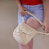 No.203 / Big Ribbon Crochet Bucket Bag _ Cream