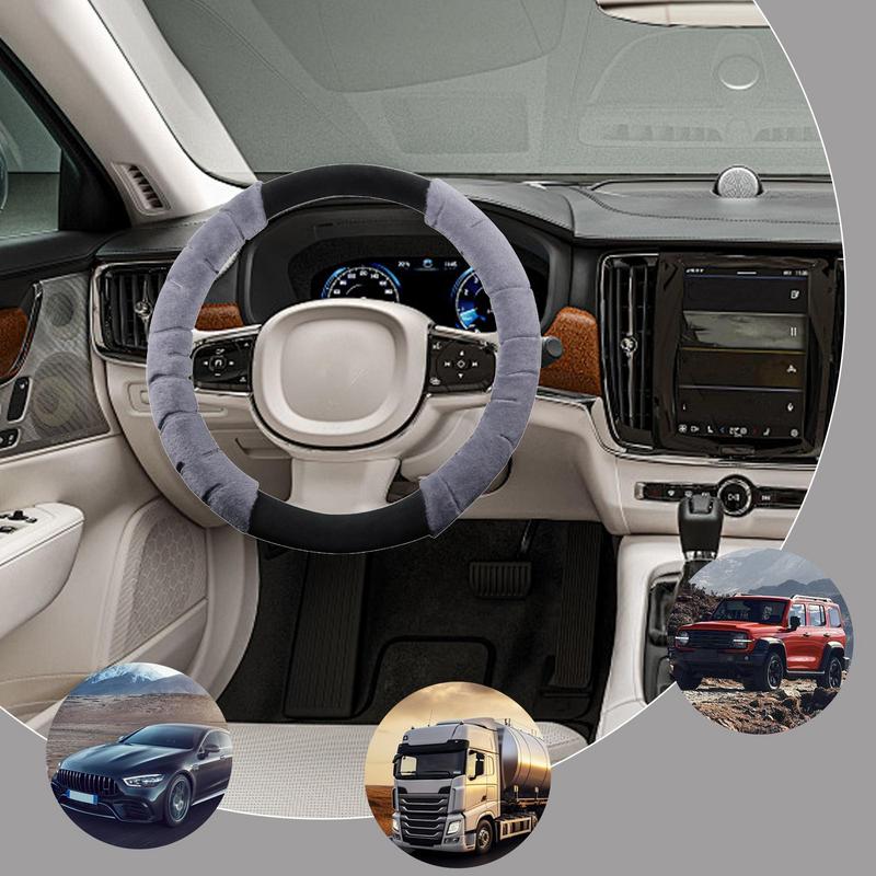 Car Wheel Cover For Women Plush Soft Steering Wheel Cover Car Accessories Car Decoration 38cm/14.96inch Anti-Slip Car Interior