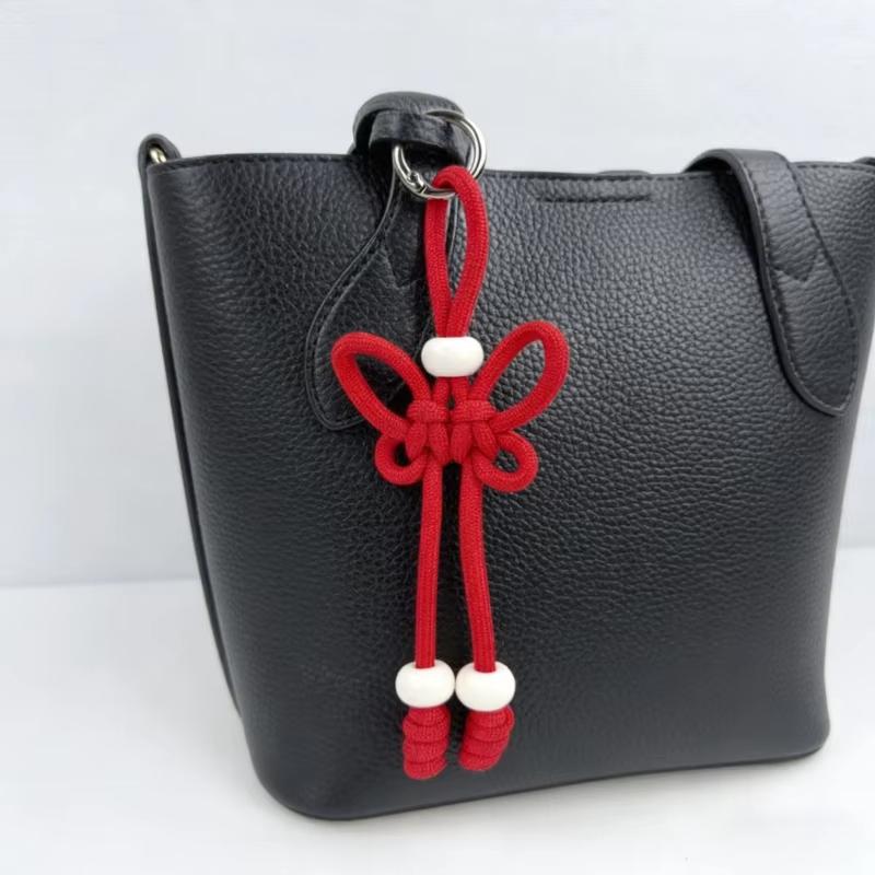 DIY Bag Pendant 1Pcs Handmade Butterfly Braided Rope Keychain Charm for Purse Decoration Customizable Accessory