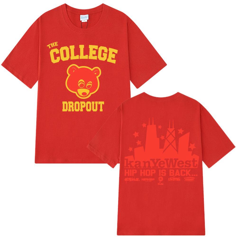 Kanye West College Dropout T Shirt Women Music Album Harajuku Print Unisex Short Sleeve Tshirts Casual Hip Hop Streetwear Tshirt
