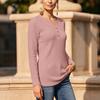Women's Casual Color Button V-Neck Long Sleeve Knit T-Shirt for Fall