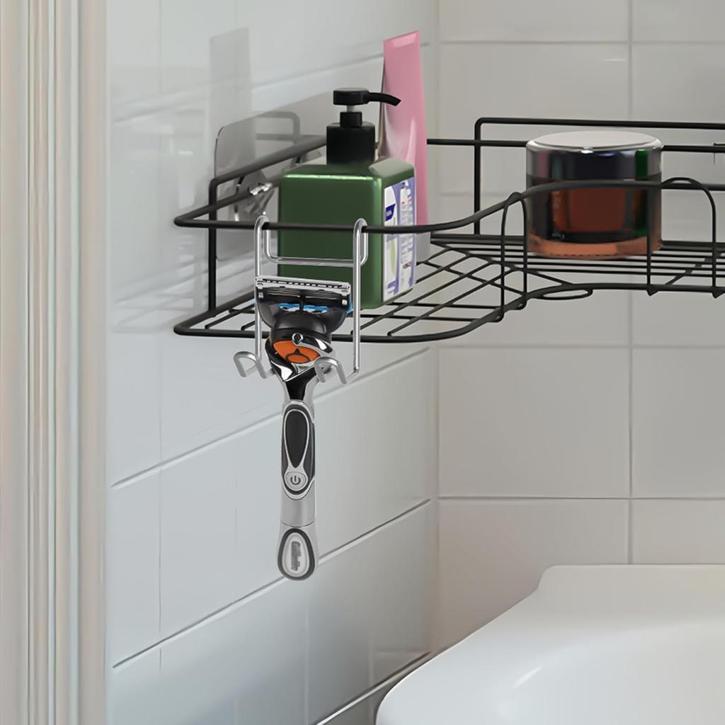 Shower Basket Rack Shelf Hook, Hanger for Wall-Mounted Shower Caddy Accessories, Suitable for Storing Loofahs, Razors, Body Brushes Utility Hooks