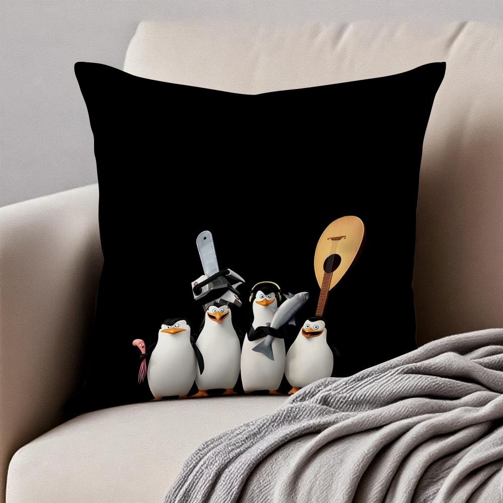Die Pinguine von Madagaskar Kissenbezug Kissenhülle Milbenschutz Unsichtbarer Reißverschluss Kurzer Plüsch Sofakissen